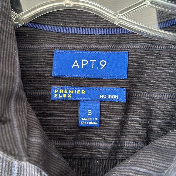 Black long sleeve button-down with small blue gray pinstripes. Men’s size S - Picture 5 of 5